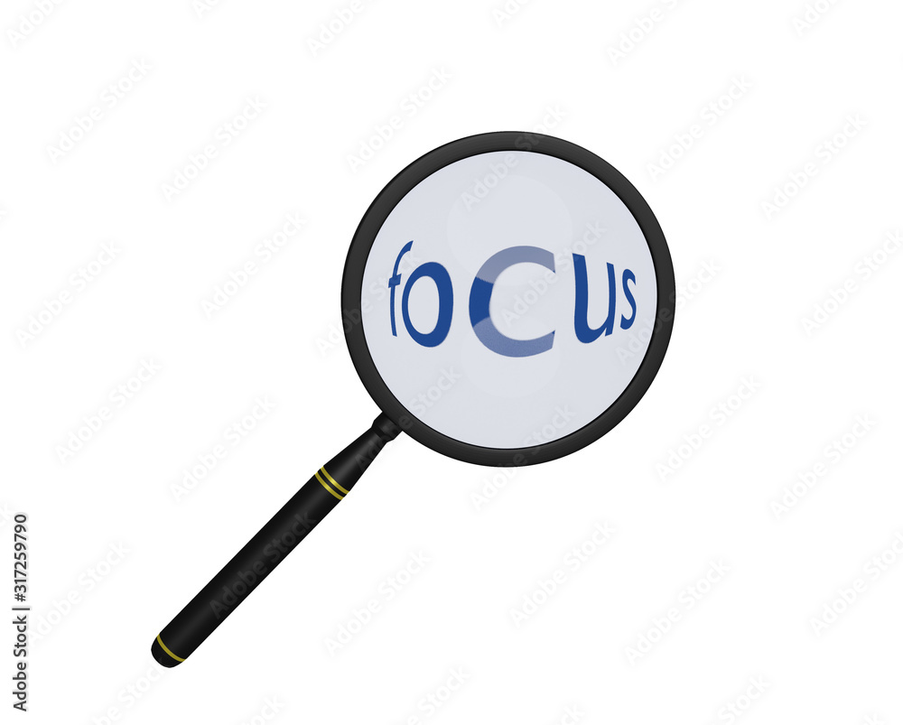 3d illustration, 3d render, concept of search of focua 3d illustration, 3d render, concept of search of focua