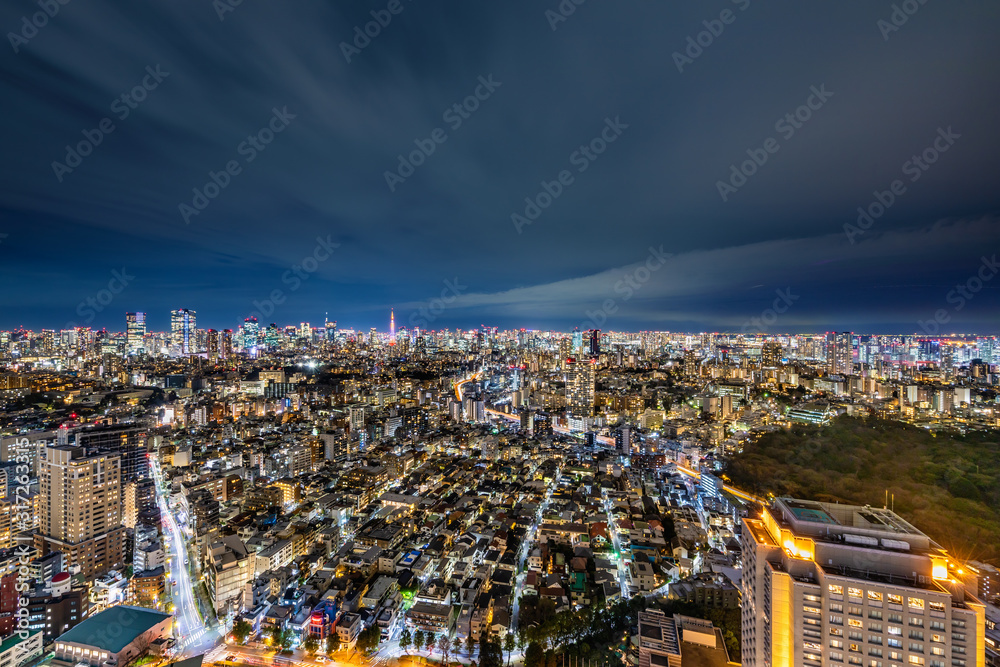 Obraz premium 光が溢れる東京の夜景