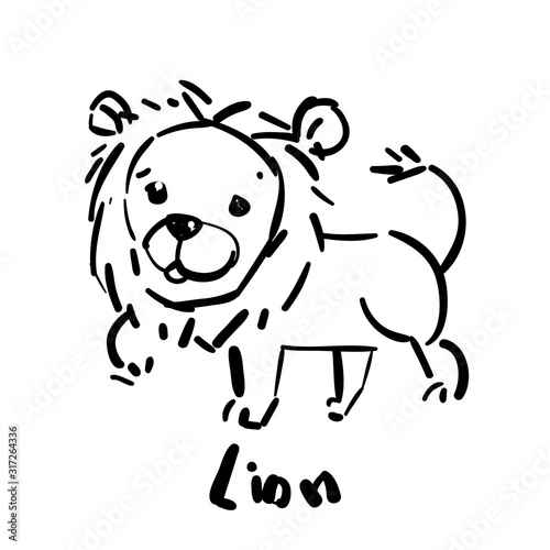 Hand Drawn Sketch of Lion A...