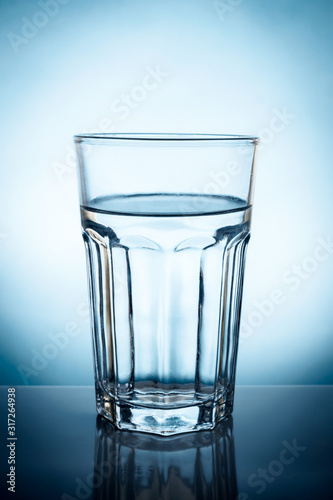 Transparent Glass filled Of Pure Water