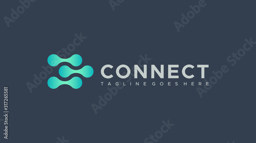 Abstract Letter C Dot Liquid Connection Technology Logo. Flat Vector Logo Design Template Element