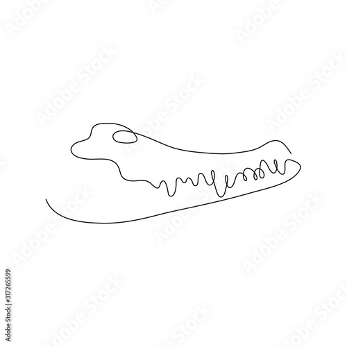 One line crocodile head design silhouette. Hand drawn minimalism style vector illustration.
