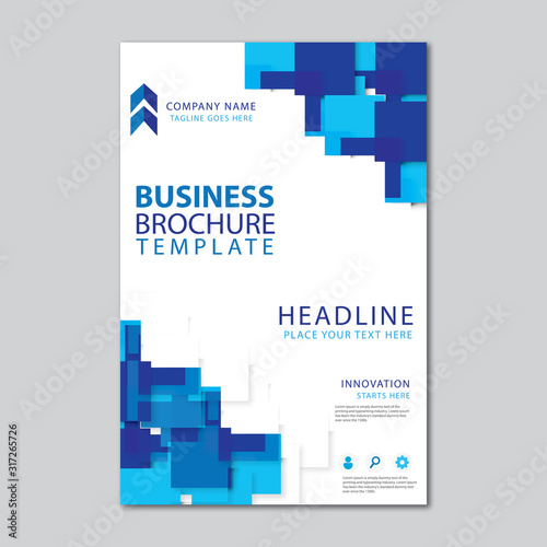 business brochure square template with blue color