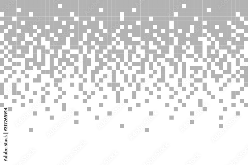 Fading pixel pattern background.Gray and white pixel background. Vector illustration.