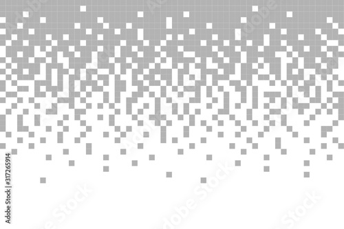Fading pixel pattern background.Gray and white pixel background. Vector illustration.