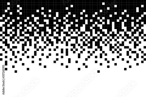 Fading pixel pattern background.Black and white pixel background. Vector illustration.