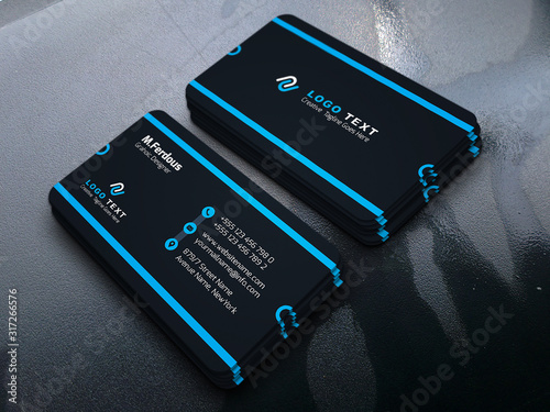 Creative Business card Design template with cyan and black color
