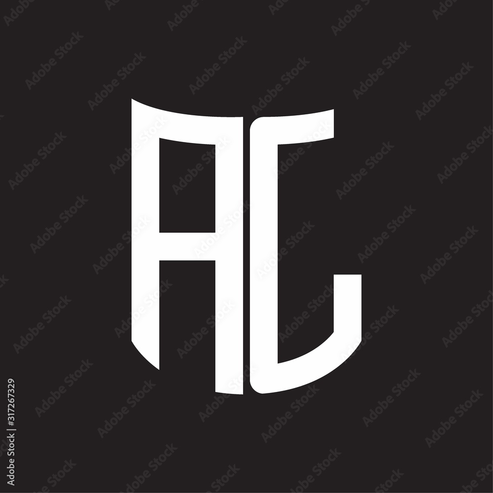 AL Logo monogram with ribbon style design template on black background