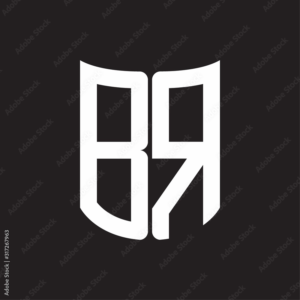 BR Logo monogram with ribbon style design template on black background BR Logo monogram with ribbon style design template on black background