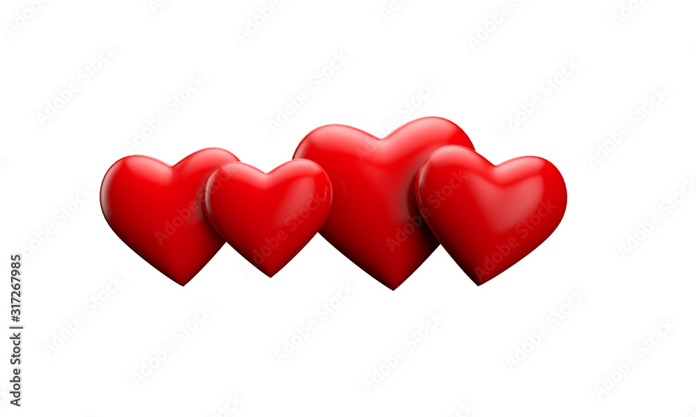3D Rendering of a romantic red love heart