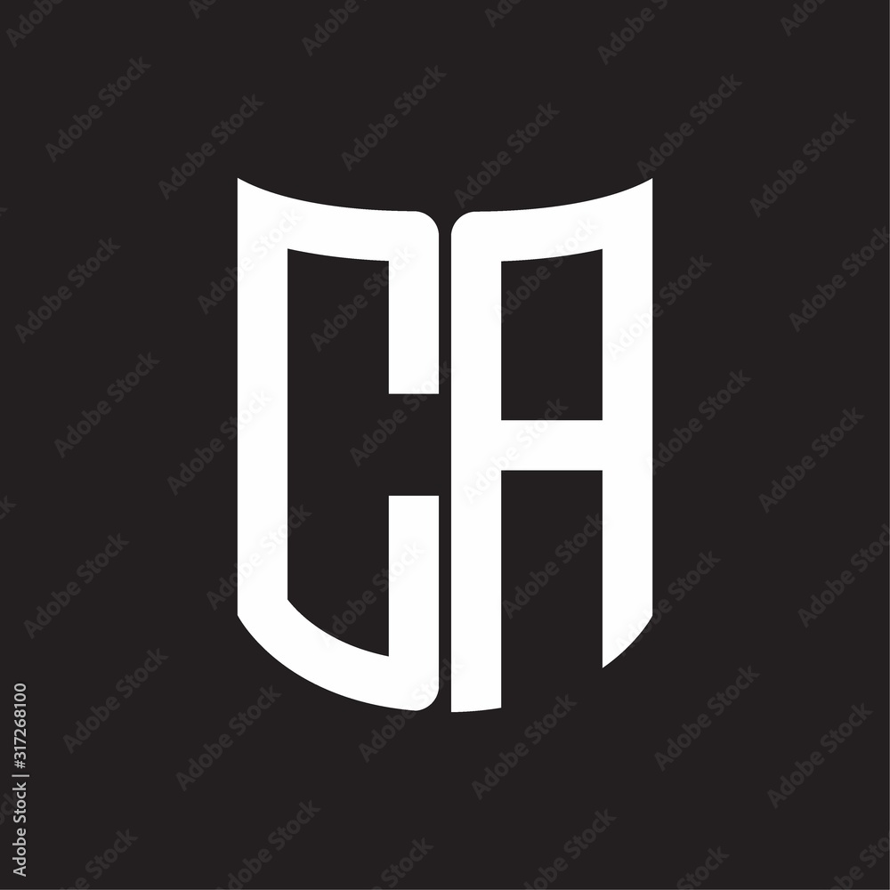 CA Logo monogram with ribbon style design template on black background CA Logo monogram with ribbon style design template on black background