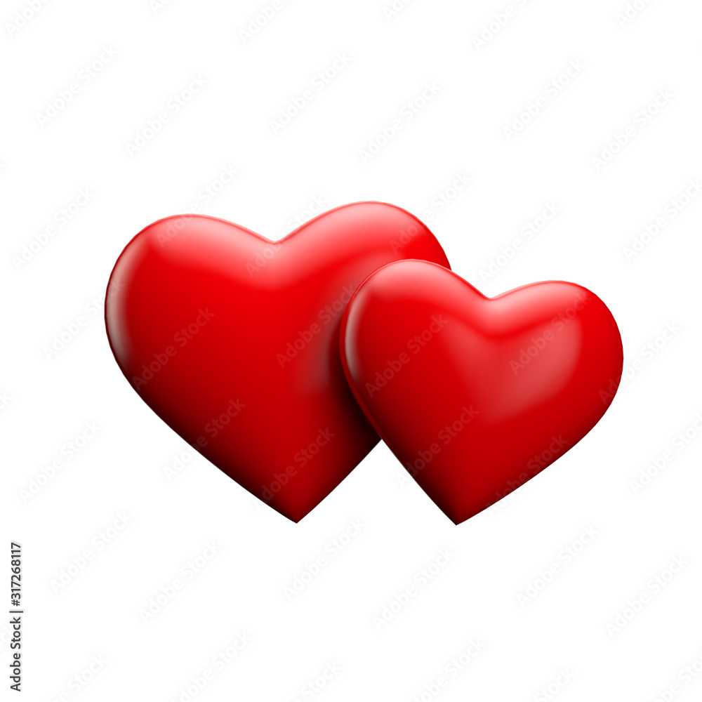 3D Rendering of a romantic red love heart