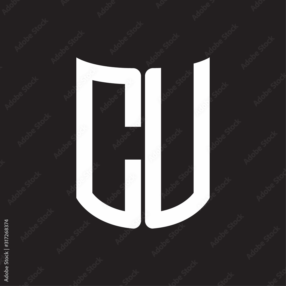 CU Logo monogram with ribbon style design template on black background CU Logo monogram with ribbon style design template on black background
