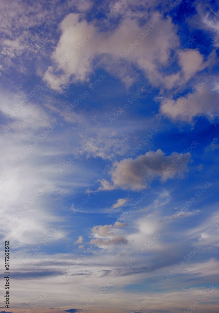Sky and clouds background blue and white