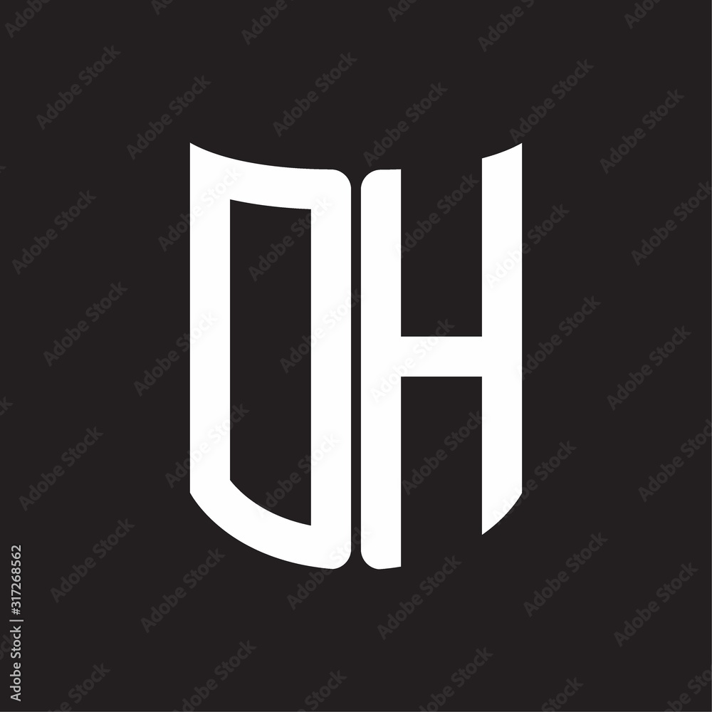 DH Logo monogram with ribbon style design template on black background DH Logo monogram with ribbon style design template on black background