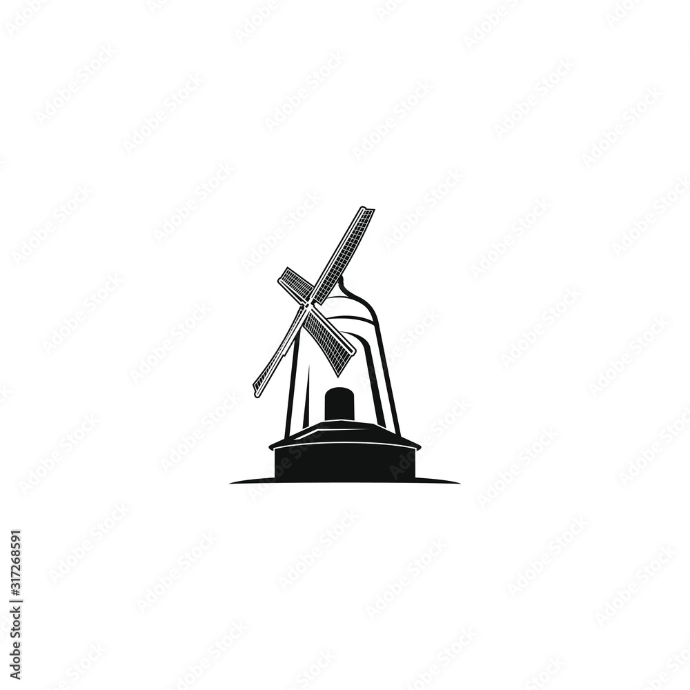 Obraz premium Windmill logo template vector icon illustration design