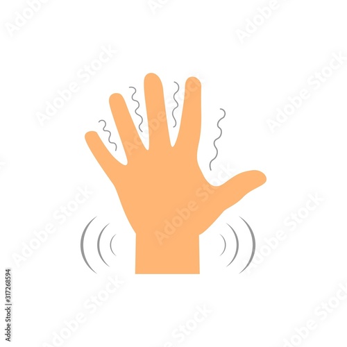 Shivering in the hands of the symptoms of various mental disorders, panic, fear, parkenson's disease. flat vector illustration isolated on white background