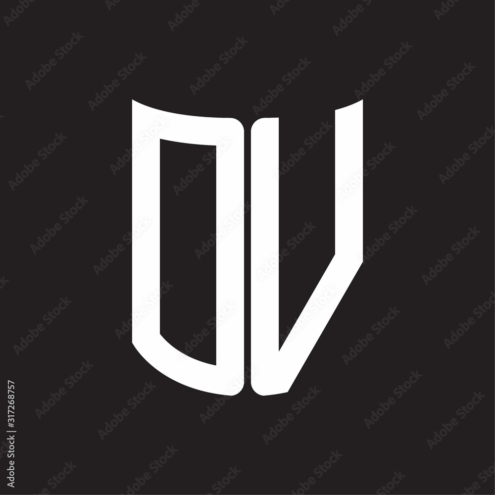 DV Logo monogram with ribbon style design template on black background DV Logo monogram with ribbon style design template on black background