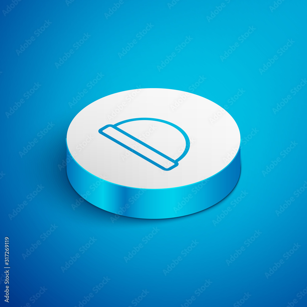 Isometric line Beanie hat icon isolated 