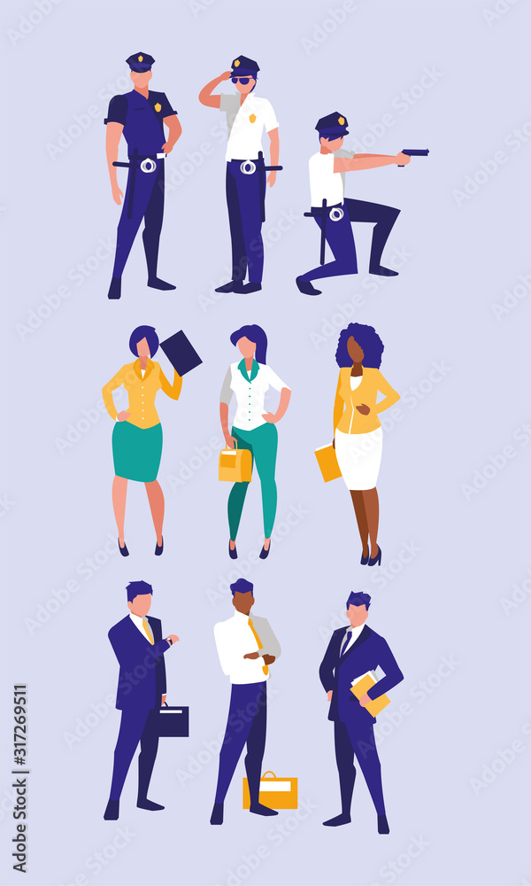 Set of women and men workers vector design Set of women and men workers vector design