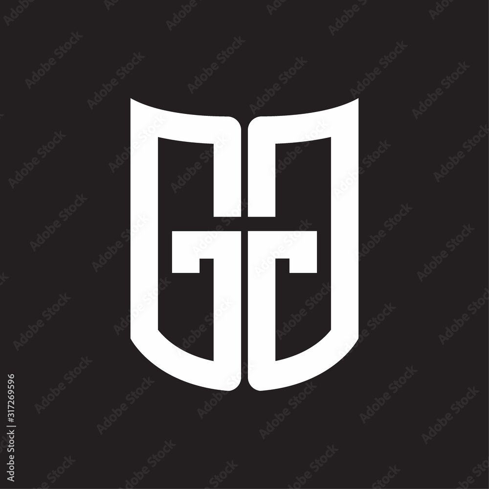 GG Logo monogram with ribbon style design template on black background GG Logo monogram with ribbon style design template on black background