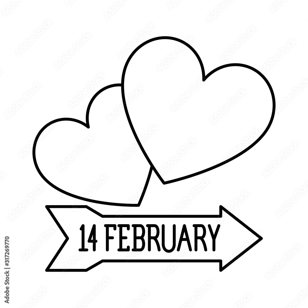 february 14 label , romantic valentine lettering
