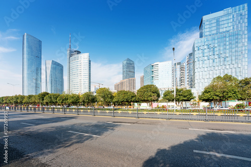 Photography modern cityscape and road of Hongkong