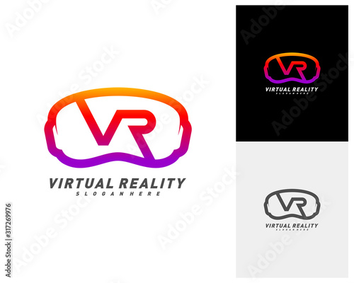 Virtual Reality logo template design vector, VR Letter Logo Design with Creative Modern Trendy Typography