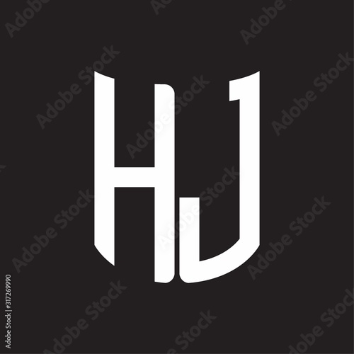 HJ Logo monogram with ribbon style design template on black background