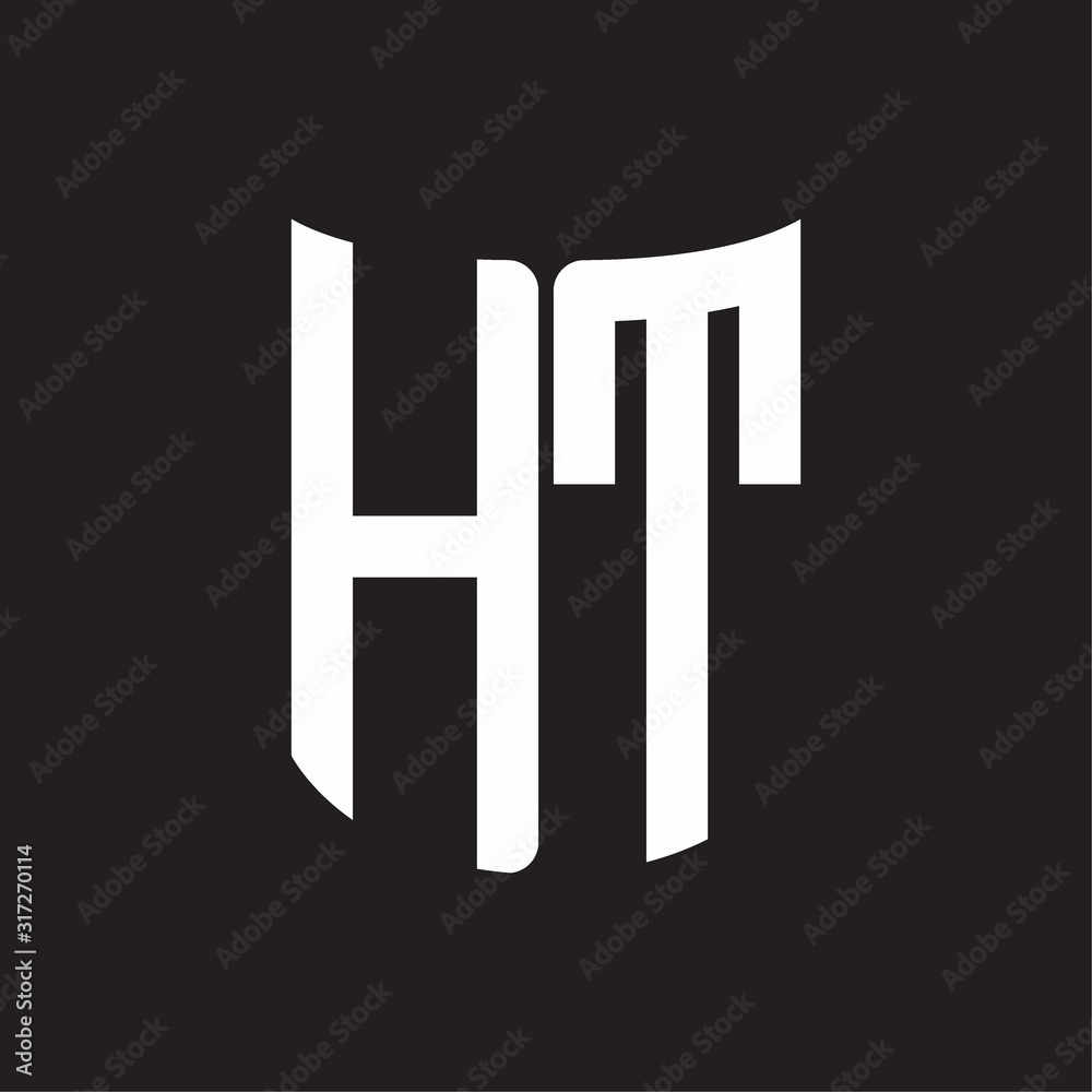 HT Logo monogram with ribbon style design template on black background