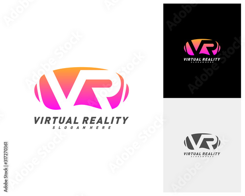 Virtual Reality logo template design vector, VR Letter Logo Design with Creative Modern Trendy Typography