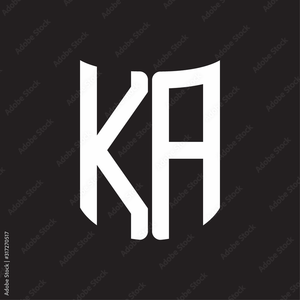 KA Logo monogram with ribbon style design template on black background KA Logo monogram with ribbon style design template on black background