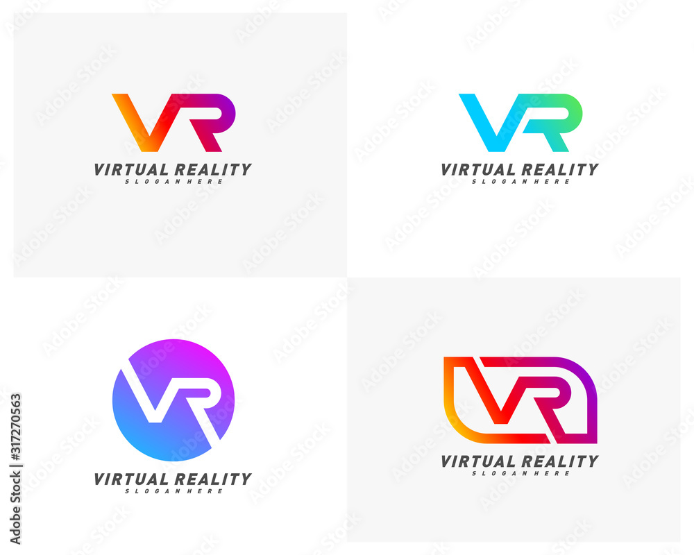 Set of Virtual Reality logo template design vector, VR Letter Logo Design with Creative Modern Trendy Typography Set of Virtual Reality logo template design vector, VR Letter Logo Design with Creative Modern Trendy Typography