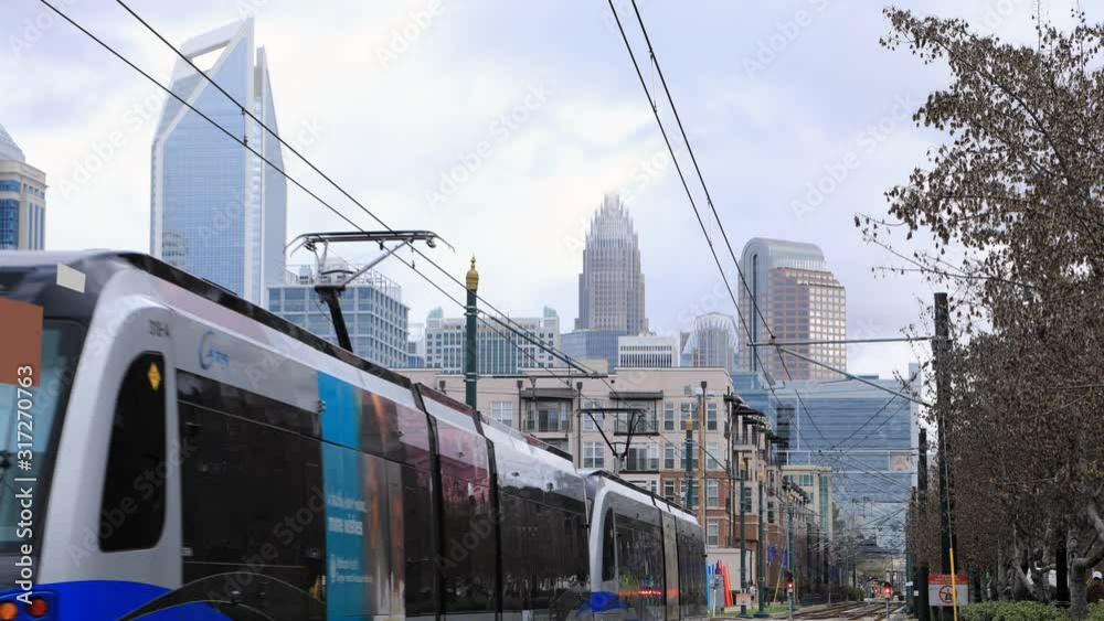 Timelapse of Rapid Transit vehicle arriving in Charlotte, North Carolina 4K Timelapse of Rapid Transit vehicle arriving in Charlotte, North Carolina 4K