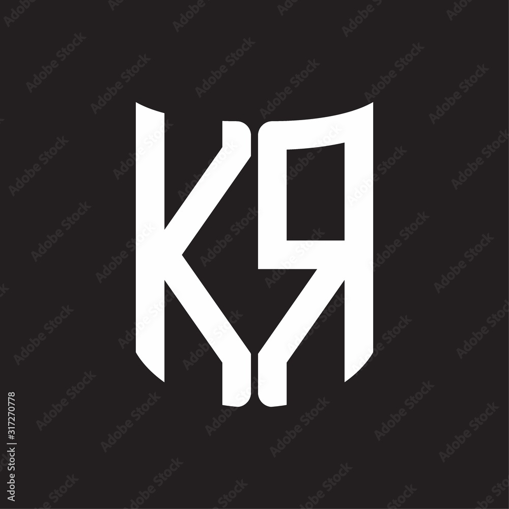 KR Logo monogram with ribbon style design template on black background KR Logo monogram with ribbon style design template on black background