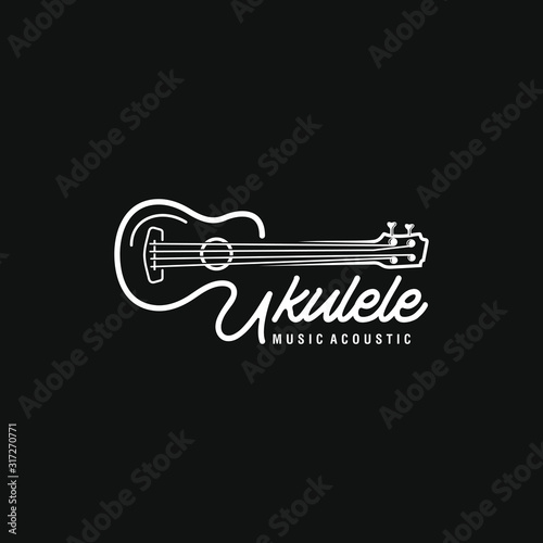 Simple minimalist typography ukulele music logo design. Vector graphic ukulele. Ukelele logo design. photo