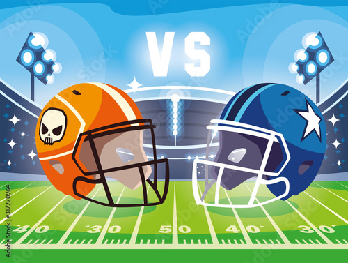 football stadium with helmets, super bowl