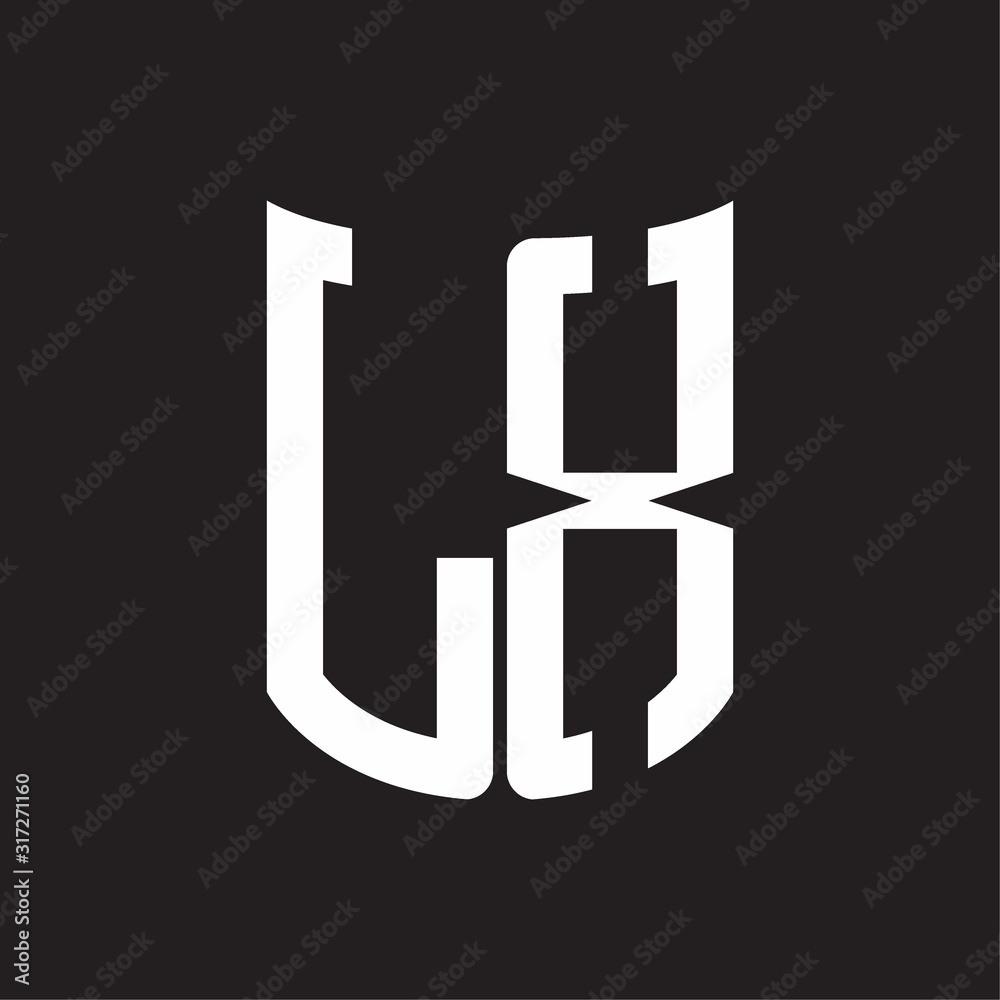 LX Logo monogram with ribbon style design template on black background LX Logo monogram with ribbon style design template on black background