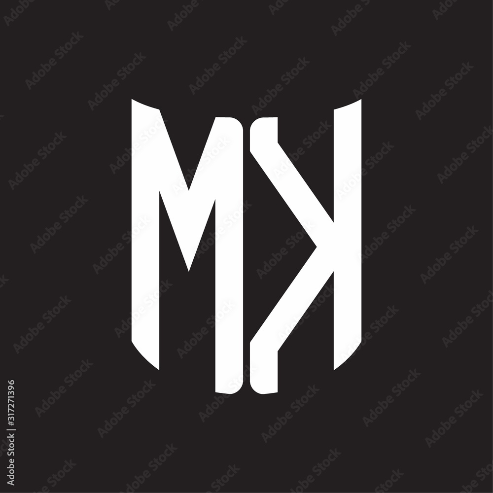 MK Logo monogram with ribbon style design template on black background MK Logo monogram with ribbon style design template on black background
