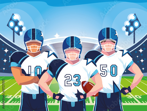 team of football players of rugby , sportsmen with uniform
