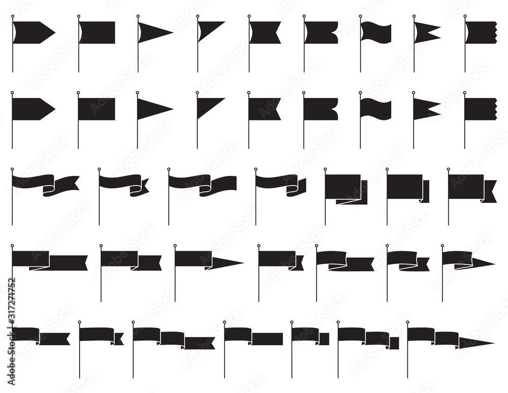A collection of different shapes of flags and pennants. A collection of different shapes of flags and pennants.