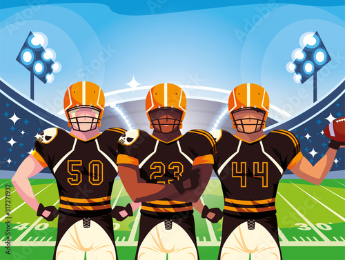 team of football players of rugby , sportsmen with uniform