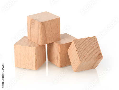 Wooden cubes on white