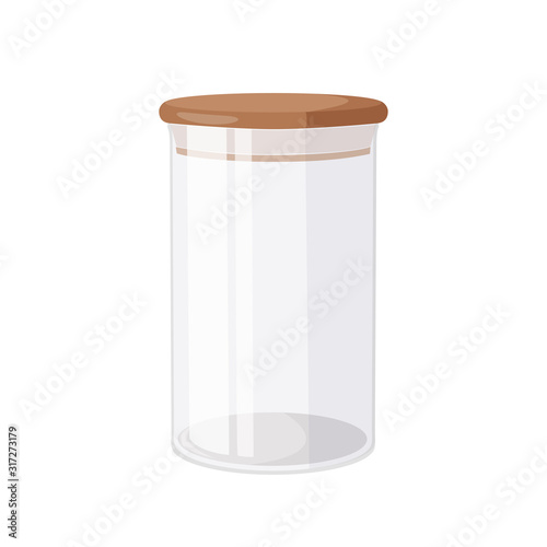 Glass jar with airtight seal wood lid. Kitchen eco friendly stuff.
