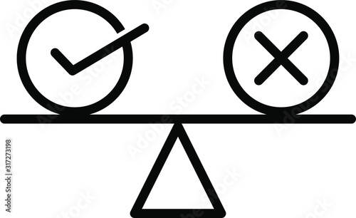 Right and wrong Balance icon, vector