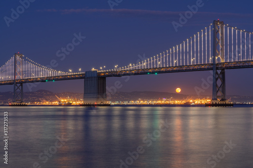 Evening at Oakland Bay Bridge  San Francisco