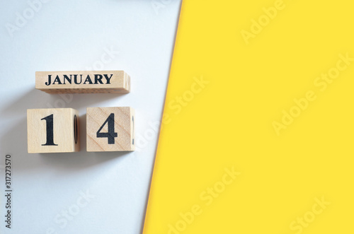 January 14, Empty white - Yellow background.