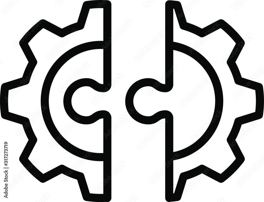 Merge business, gear to one icon Merge business, gear to one icon