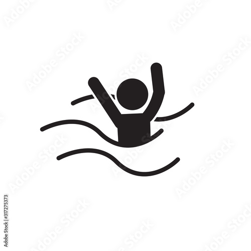 Aquaphobia or person drowning icon. Vector.