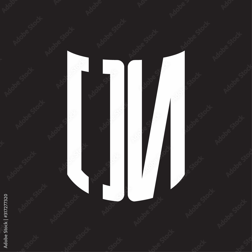 ON Logo monogram with ribbon style design template on black background